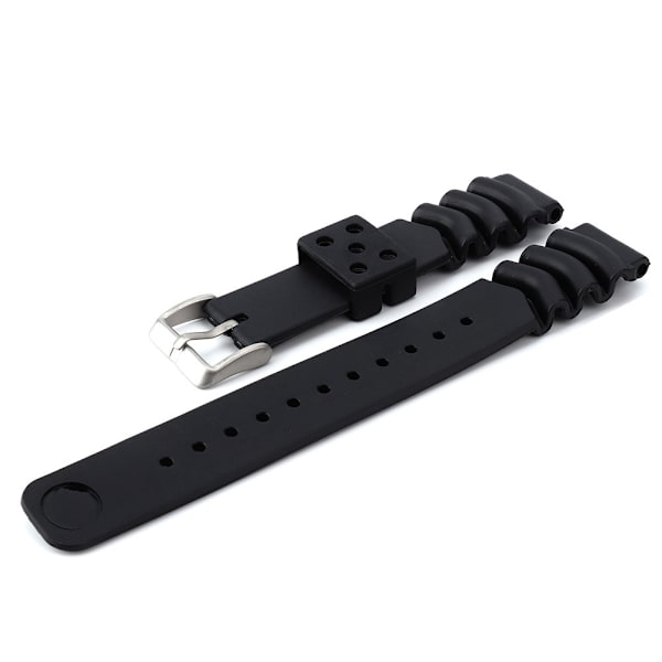 Erstatningsrem i svart silikon til klokke, vanntett med spenne for Submariner (18 mm / 0,71 tommer)