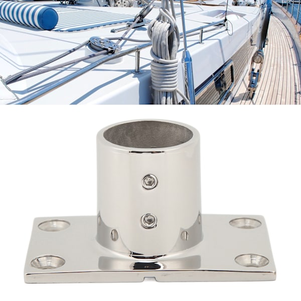 Båds håndlistebeslag rektangulær base sølv robust rustfri båddæk håndliste rektangulær base til båd marine yacht 90°32MM/1.3in