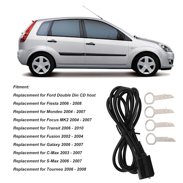 3,5 mm lydinngang Aux-kabeladapter med 4 fjerningverktøy, erstatning for Ford Fiesta Mondeo Focus MK2 Transit Fusion