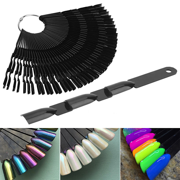 150 Tips/Pak Sort Neglekunst Stick Negle Gel Polish Display Chart Øvelses Fan Manicure Værktøjer