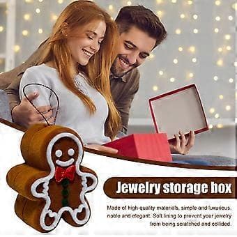 Smyckeskrin Organizer med Mjukt Foder Pepparkaksgubbe Design Förvaringslåda för Vigselringar