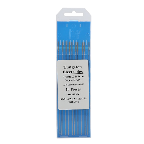 10 stk WL15 Lanthan Tungsten TIG-elektroder for sveising av stål, metalllegeringer (1,6 mm * 150 mm)