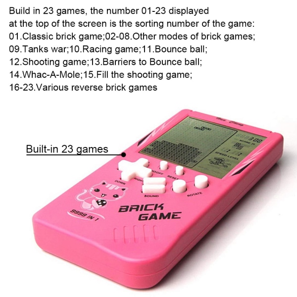 Retro Big Screen Brick Game Console Casual Puzzle Small Game
