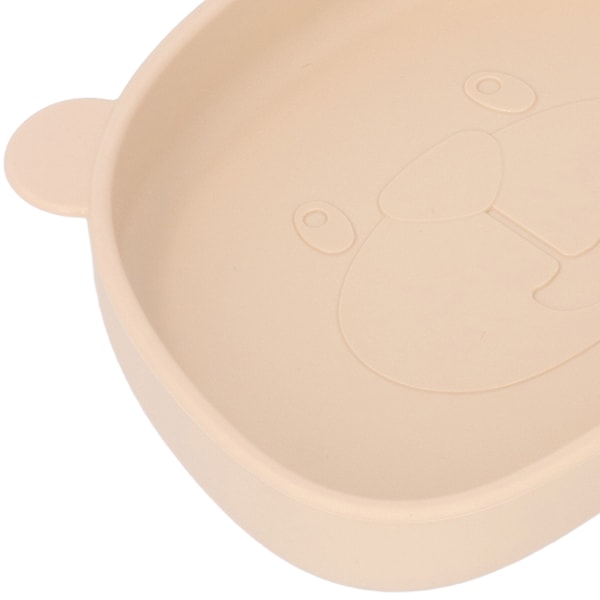 Baby Silikon Tallrik Panda Form Silikon Sugkopps Tallrik Matning Tillbehör för Spädbarn Beige Silikon Tallrik