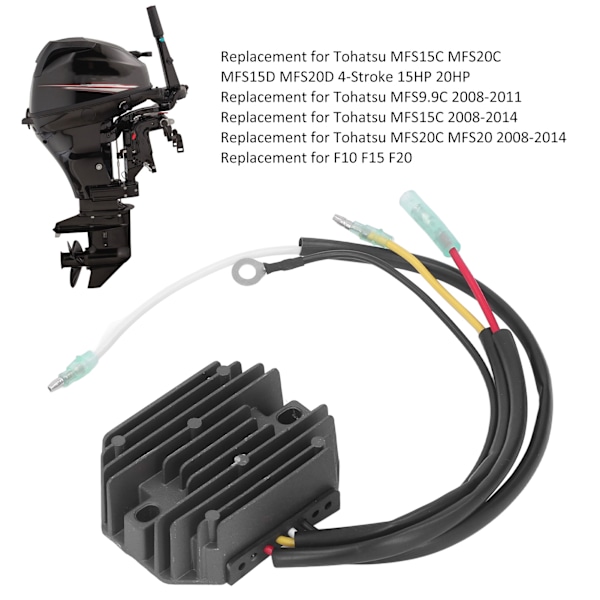 12V Utombordsmotor Spänningsregulator Aluminiumlegering Vattentät Ersättning för Tohatsu MFS15C MFS20C MFS15D 4-takts