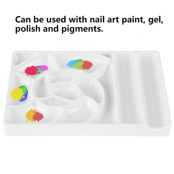 4-färgad rektangulär nagelgelpalett för målning, ritning och rutnät, hållare för manikyrverktyg (vit)