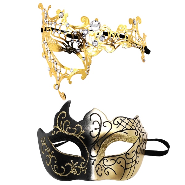 Pariskunnat Pari Mardi Gras Masquerade Masks set juhlapuku