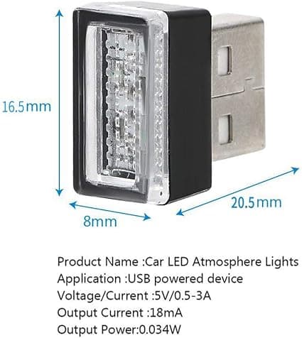 5 st blåa bil-LED-atmosfärslampor, plug-in-lampor 5V Mini Inte