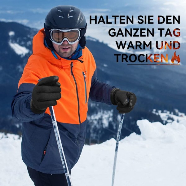 Winterhandschuhe für Herren, wasserdichte Handschuhe zum Skifahr