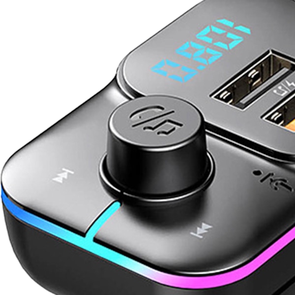 Bil Bluetooth MP3-spiller Fargerikt lys USB-lader Multifunksjonell lyd Håndfri FM-sender