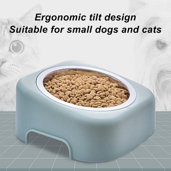 Skrå Hundefoder Skål Aftagelig Ergonomisk 8 Graders Tiltet Vinkel Rustfrit Stål Katteskål Til Dyrefoder