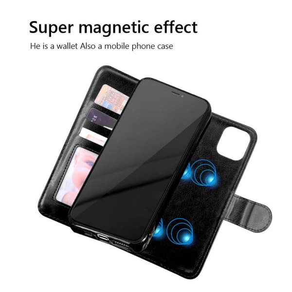 iPhone 14 Cover / Magnetisk 2-i-1 Wallet Cover - Vælg Farve! Sort