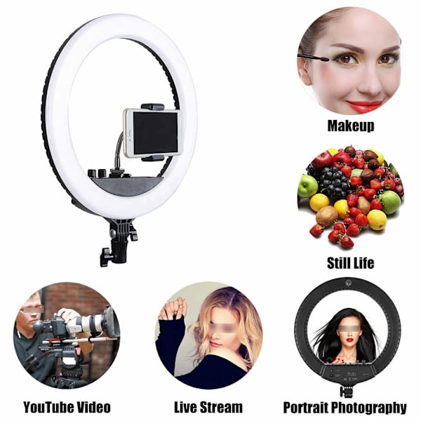 LED-rengasvalo suoratoistoon ja selfie-kuviin, 12 tuumaa (EU-pistoke 100-240V)