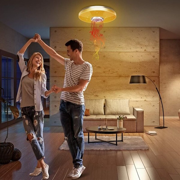 Taklampa för enkel installation, energibesparande Bluetooth-högtalare med färgskiftande RGB LED för en underhållande belysningslösning, smart belysning
