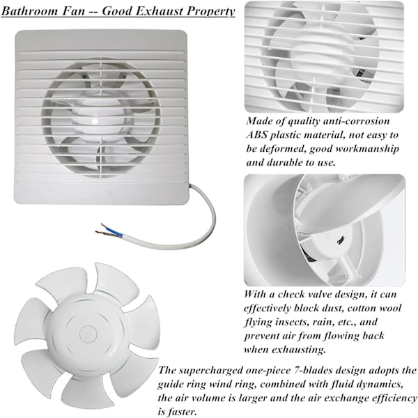 Ventilationsfläkt Universell Användning För Kök Kontor, Lång Livslängd Hög Effektivitet Tyst Drift Backventil Design Idealisk För Garage Badrum