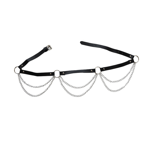 Punk läder Body Chains Svart midjekedja Layered Nattklubb Par