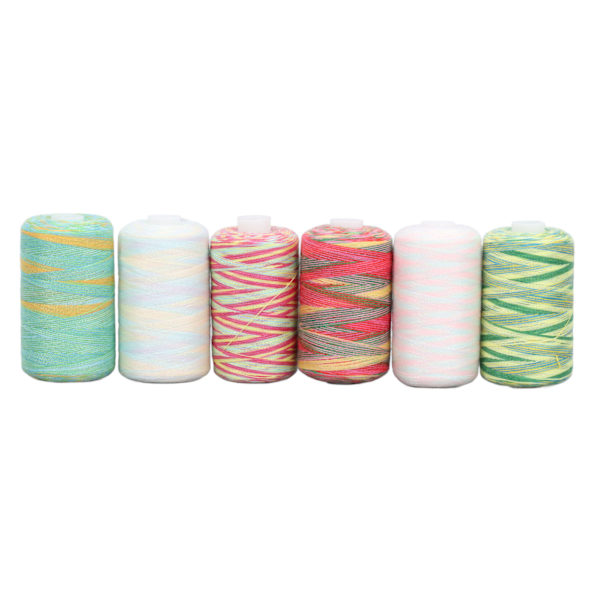 Sytrådsset 1000 Yards Färgglada Polyestertrådsrullar för DIY Handsömnad Maskinsömnad Broderi 6st