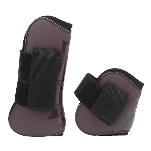 1 Set Häst Senor Skydd PU Elastisk Tjock Justerbar Häst Ben Skydd med Nylon Haken Brun XL