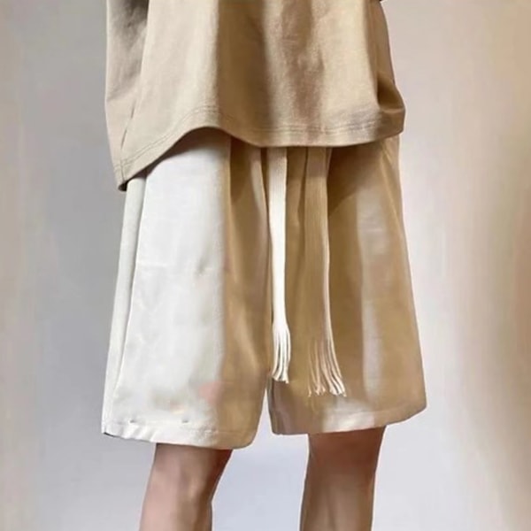 Män Kort Byxor Lösa Vida Ben Andningsbara Bekväma Snörning Män Halv Längd Sport Shorts för Sommar Löpning 2XL, Rekommenderad