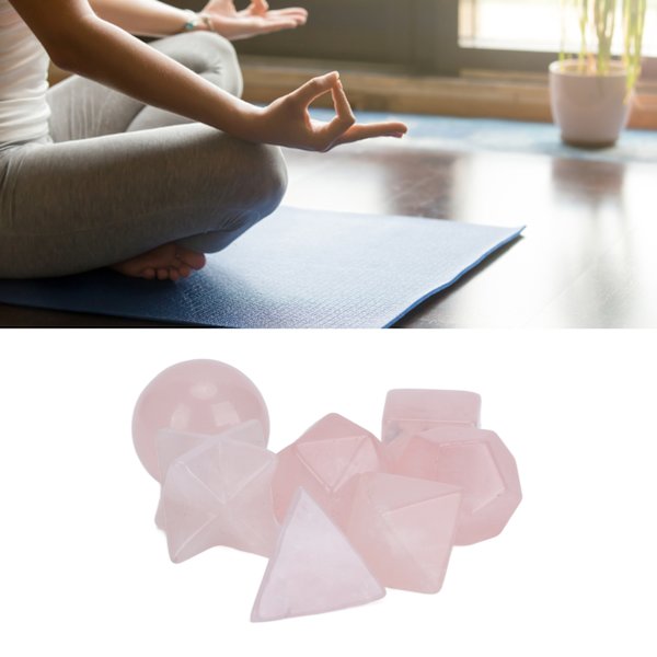 7 st Chakra Healing Crystals Geometriska Mönster Form Halvädelsten Dekorativ Positiv Energi Kristaller Ornament Rosa