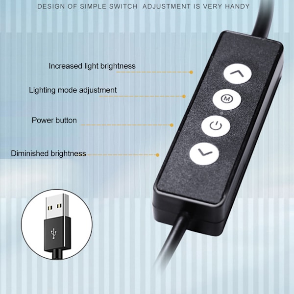 5 tommers sammenleggbar LED-lampe for live-streaming, tatovering, sminke og negledesign - Justerbar
