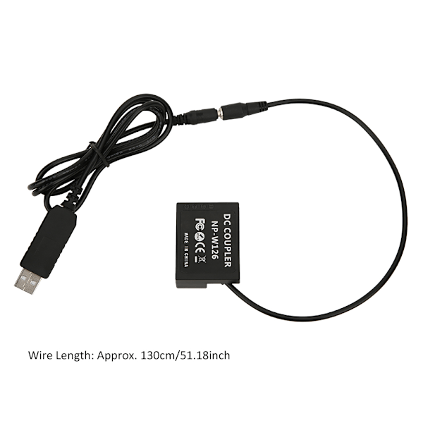 USB-grensesnitt til NP W126 Full Dekoding Dummy Batteriadapter for Fuji X T1 X T2 X T3 X T10 X T20 X T30 X Pro1 X Pro2 X Pro3