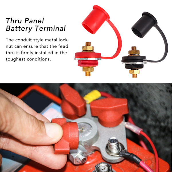 1 Par Batteripol Thru Panel 250A Rød Svart 3/8in Stud Batteri Binding Post for Bil Marine RV