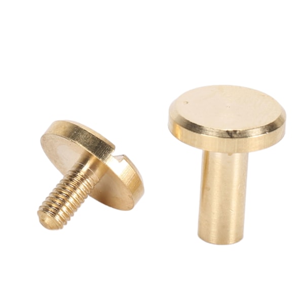 50 Set Bindande Nitar Runda Platt Huvud Mässing Spårskruv Nitar för Bälten Väskor Plånböcker Skor Jackor Läder Tyg 10x10mm / 0.39x0.39in