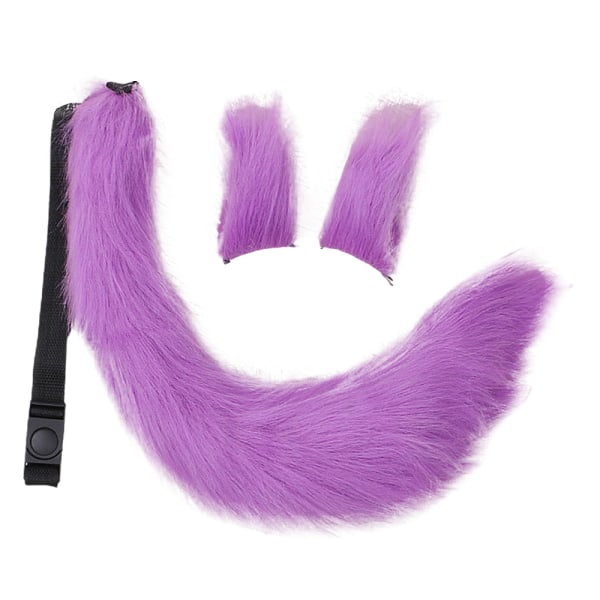 Wolf Fox Animal Ears Tail Set Wolf Ears Tail Kostym Rävöron ha Purple