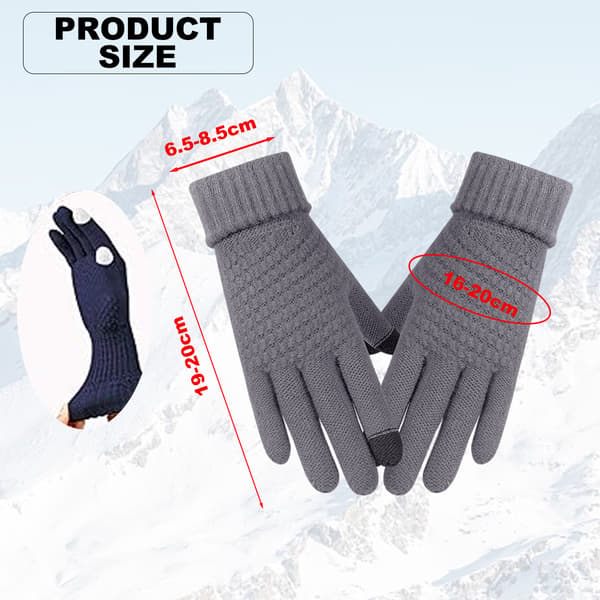 2 stk. vinter touch screen handsker strikkede handsker elastisk manchet vinter varme handsker gray