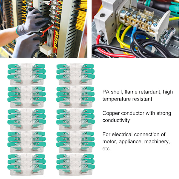 10 st 3 in 3 ut Trådkoppling Snabbkoppling Ledningsklämma Elektriska Kabelkopplingar 0,5‑6mm² 41A 450V