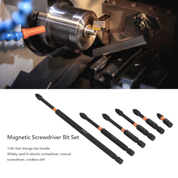6 stk Magnetiske Skruetrækkerbitsæt S2 Legering Stål PH2 Kryds 1/4 Hex Skaft til Elektrisk Boremaskine
