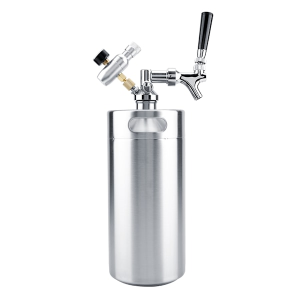 3,6L Mini Rustfrit Stål Keg med Hane Tryk-Hjemmebrygning Craft Øl Dispenser System