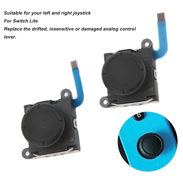 2 stk Spilljoystick Følsom Nøyaktig Styring Slitesterk Joystick-utskifting for SWITCH