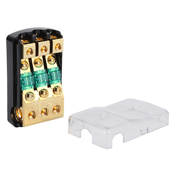 1 In 3 Vägs Ut 0/4 AWG till 4/8 AWG Ljudström Säkringshållare Box med 60A Mini Säkringar för Bilar Båtar