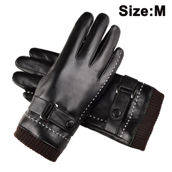 Vinterlæderhandsker til kvinder, uldfleeceforede varme handsker, touchscreen-tekstbeskeder tykke termiske sne-kørehandsker