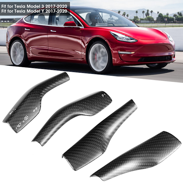 Mattahiilikuituinen ajovalokytkimen kehyksen ja vaihdevivun peite Tesla Model 3 Model Y 2017‑2020