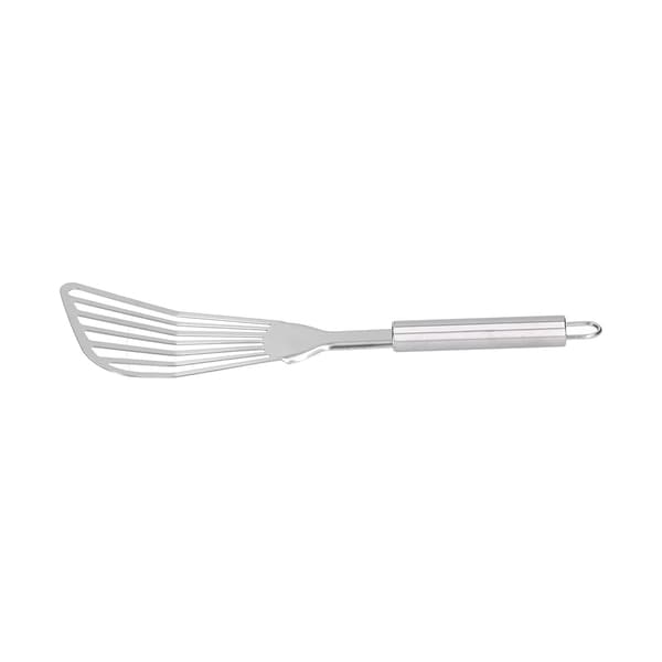 Fiskespade i rustfrit stål, grill- og stegespatel med ergonomisk design til køkken, baghave, camping, bagning, buffet, restaurant