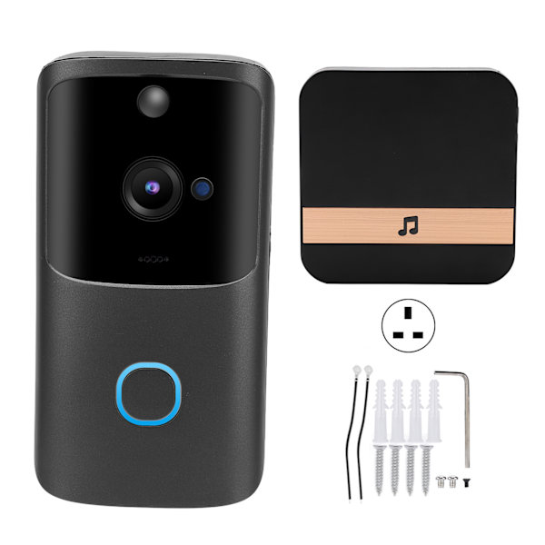 Trådløs Videodørklokke WIFI 100DB 2-vejs Lyd Bevægelsesdetektering Alarm Nattesyn Dørtelefon 90‑260VUK Stik