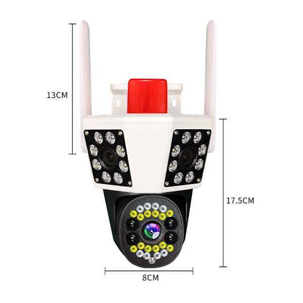 WiFi Kamera 360° Panoramisk IP66 Vattentät 6MP Fullfärg Mörkerseende Rörelsespårning