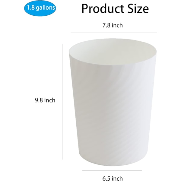 Papperskorg för Badrum, Modern Slim Design Soptunna med Lättrengjord Yta för Kontor, Sovrum, Studentrum (Kompakta Utrymmen)