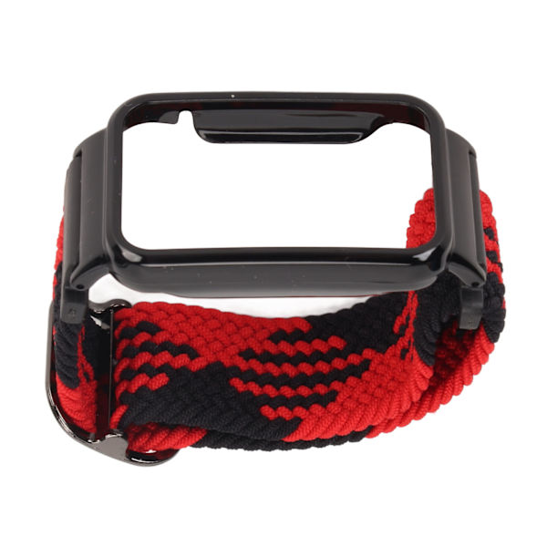 Strækbar Nylon Flettet Urrem med Beskyttelses Bumper Case Tilbehør Passer til Mi Band 7 Pro Rød Sort og Sort Case
