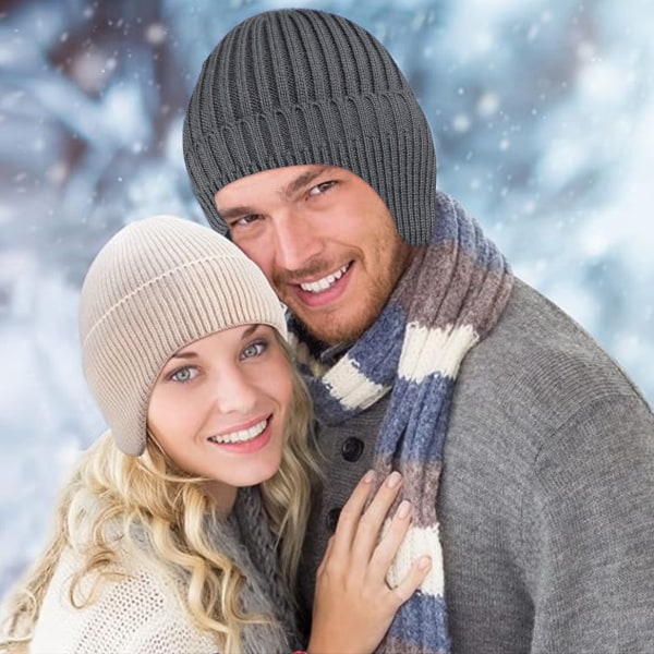 Beanie Vinter varm strikket ørehette for menn og kvinner Vinter