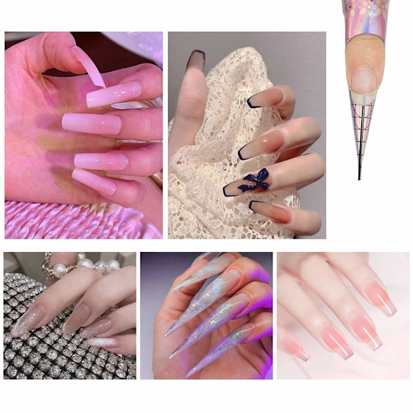 DIY Nageldesigners Drömset, Självhäftande Fjärilsformade Akryltippar, UV Gel Förlängningsstickers med Nummer Markerade för Enkel Nagelkonst