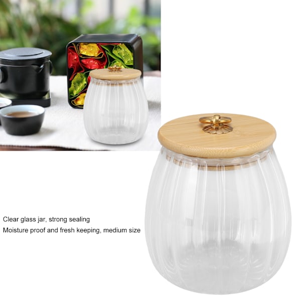 Mångsidiga Förvaringsglasburkar med Bambulock, Lufttät Försegling för Matkonservering, Klar Blommönsterdesign för Enkel Övervakning, Idealisk för Kaffe, Te,