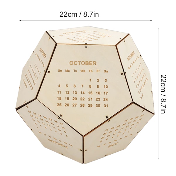 2020 Ainutlaatuinen DIY Puukalenteri Geometrinen Kolmiulotteinen Työpöytäkalenteri Koti- ja Toimistokoriste Khaki
