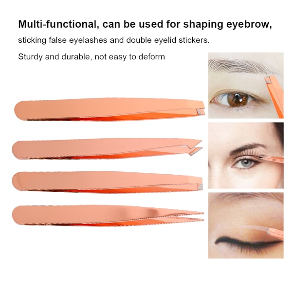 Rostfritt Stål Eyebrow Tweezer Sned Spets Eyebrow Shaping Clip Makeup Tool (Roséguld)