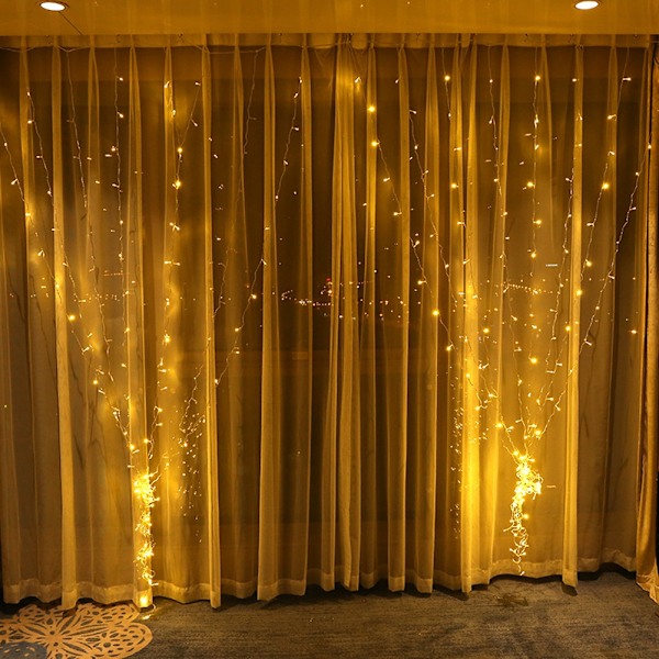 6x3m Dekorativ Ljusslinga Gardin Lampa Lykta för Högtid Inomhus Utomhus Ornament