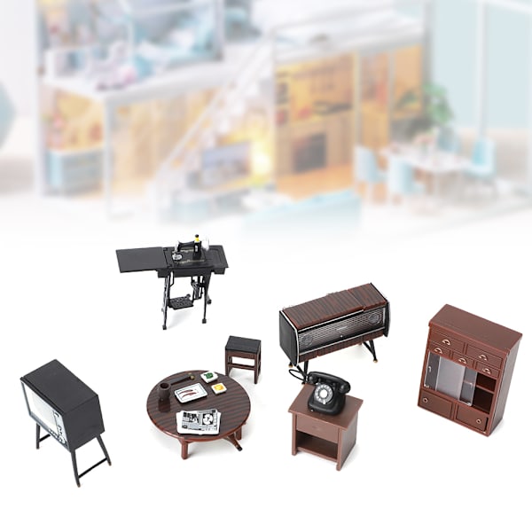 6-pack Miniatyr Möbeltillbehör för 1/18 Dockhus