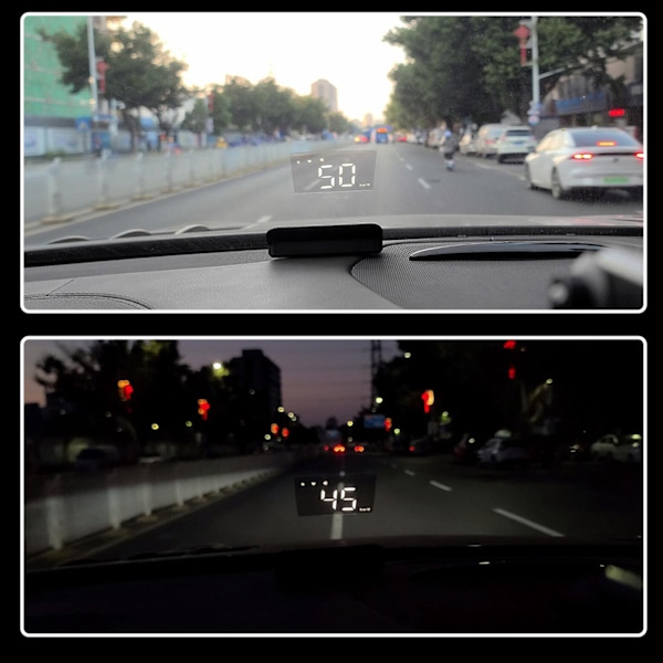 Bil HUD Display GPS Speedometer Træthedskørsel Advarsel KM/h MPH Indstilling Kompas til Biler Lastbiler Cykler Motorcykler Hvidt Lys